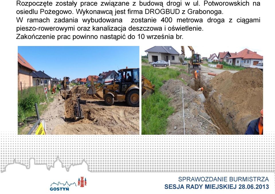W ramach zadania wybudowana zostanie 400 metrowa droga z ciągami