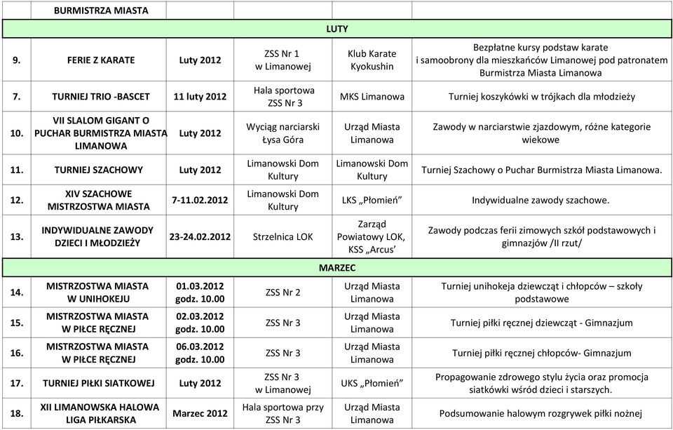 TURNIEJ PIŁKI SIATKOWEJ Luty 2012 18.