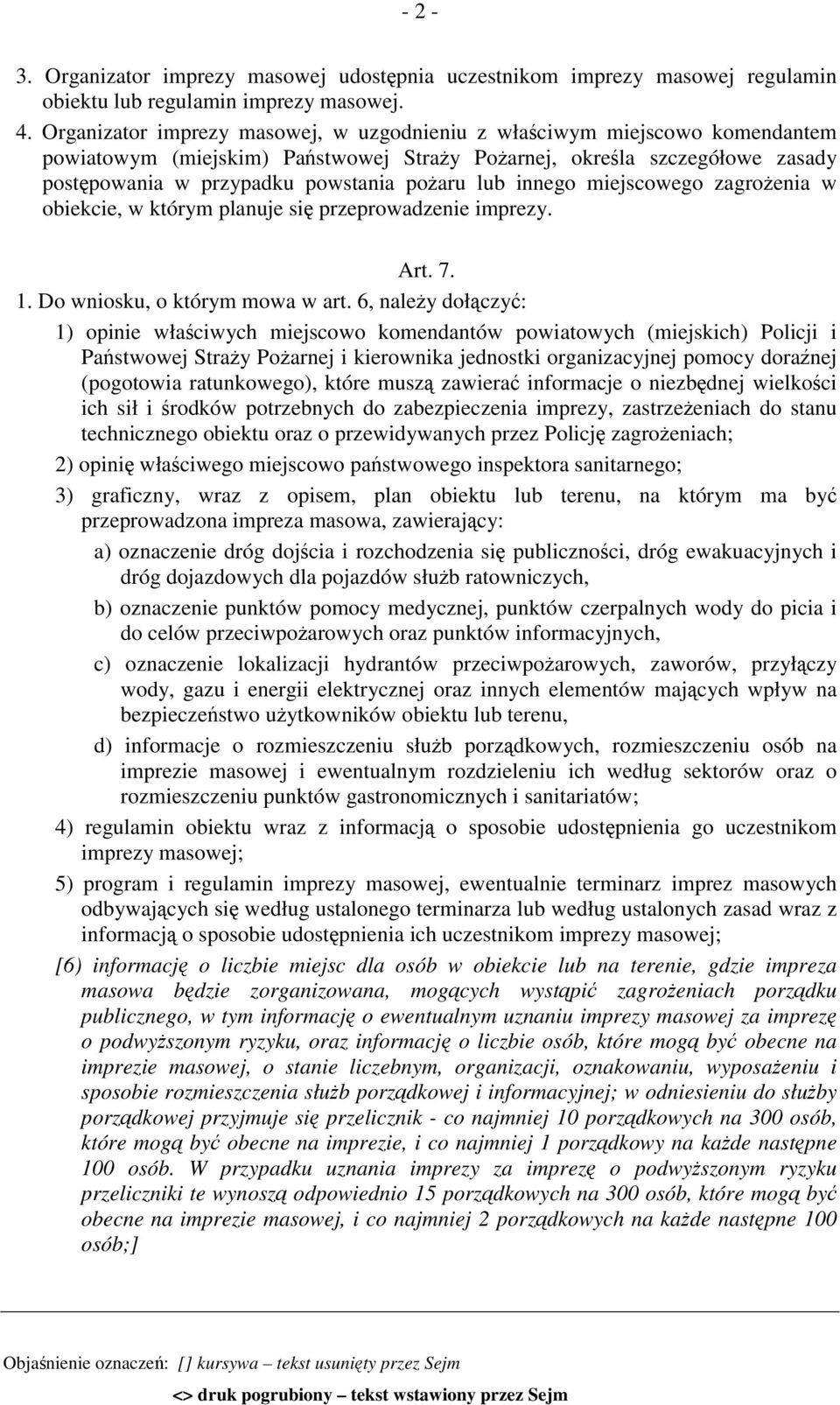 innego miejscowego zagrożenia w obiekcie, w którym planuje się przeprowadzenie imprezy. Art. 7. 1. Do wniosku, o którym mowa w art.