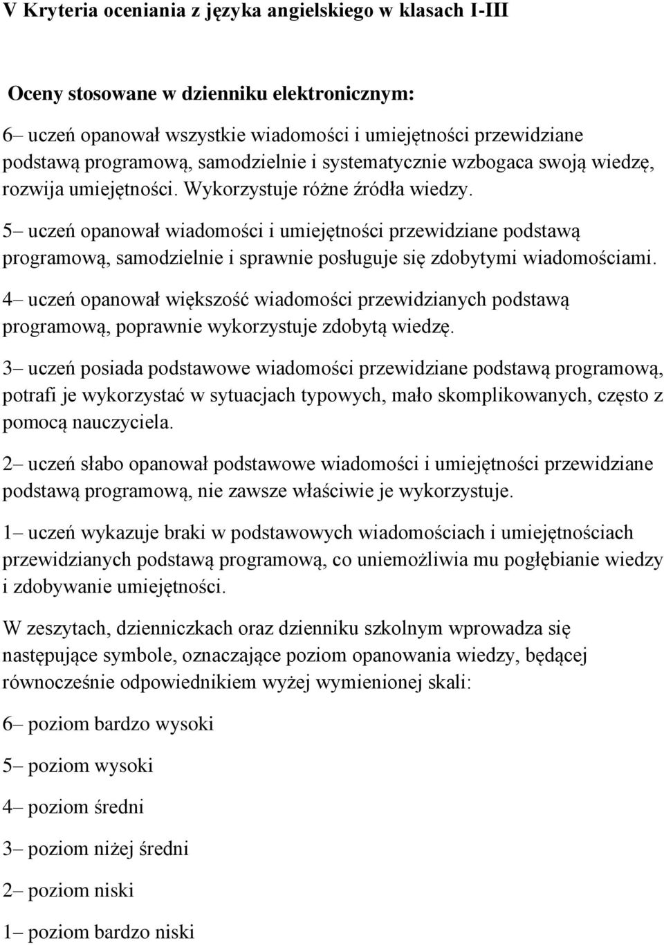 5 uczeń opanował wiadomości i umiejętności przewidziane podstawą programową, samodzielnie i sprawnie posługuje się zdobytymi wiadomościami.