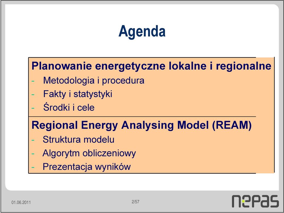 cele Regional Energy Analysing Model (REAM) - Struktura