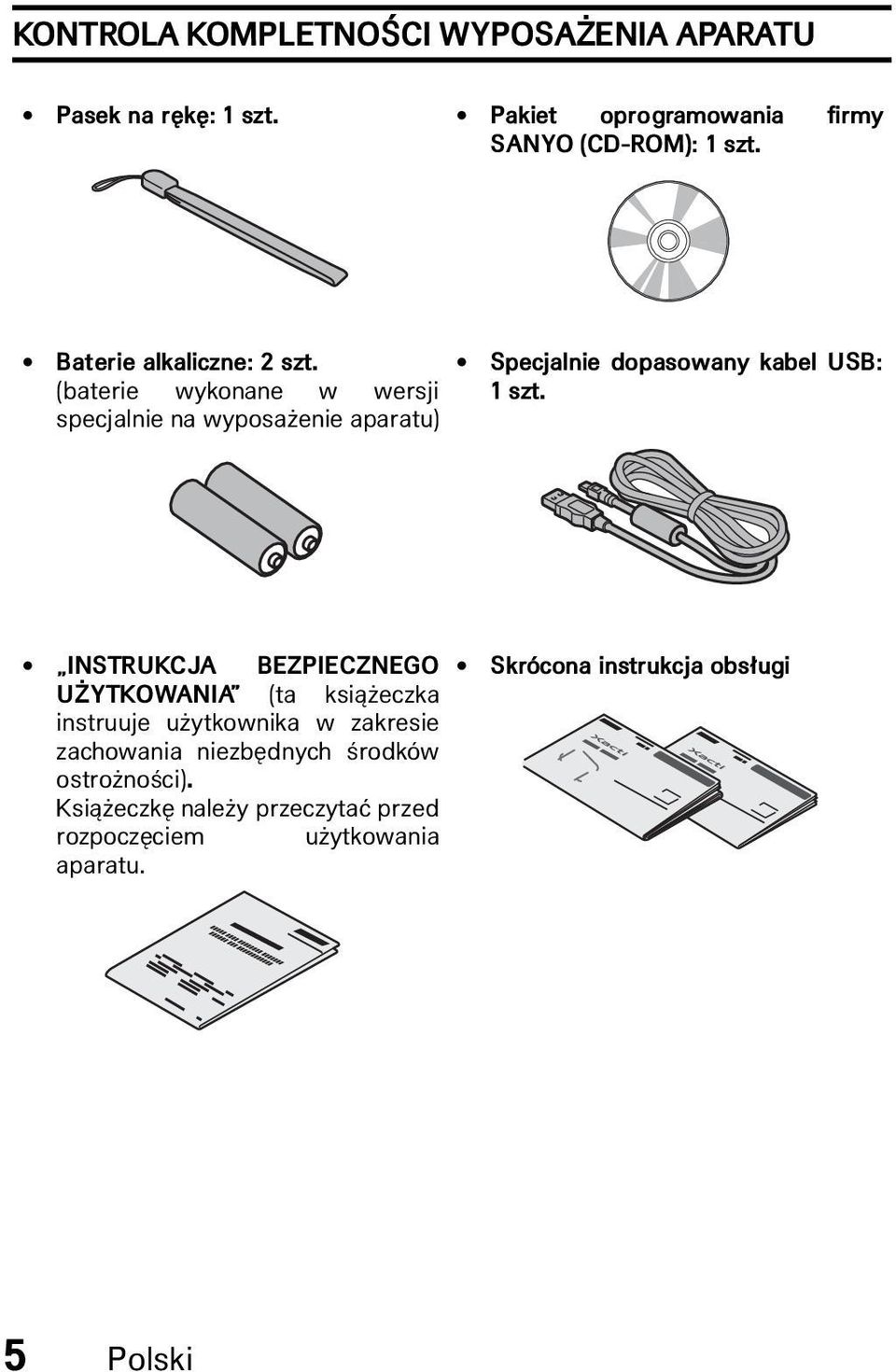specjalnie na wyposa enie aparatu) INSTRUKCJA BEZPIECZNEGO Skrócona instrukcja obs ugi U YTKOWANIA (ta ksià eczka