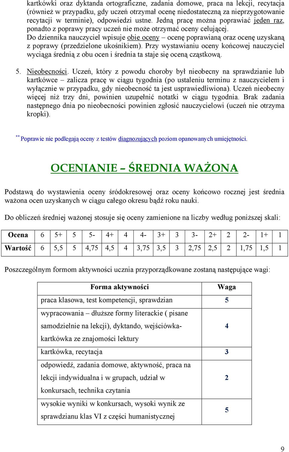 Do dziennika nauczyciel wpisuje obie oceny ocenę poprawianą oraz ocenę uzyskaną z poprawy (przedzielone ukośnikiem).