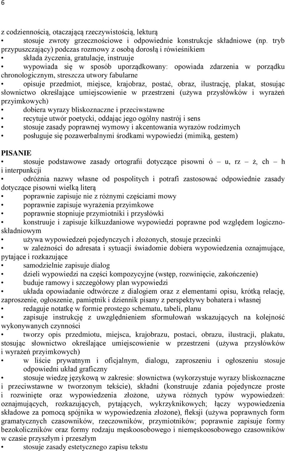 streszcza utwory fabularne opisuje przedmiot, miejsce, krajobraz, postać, obraz, ilustrację, plakat, stosując słownictwo określające umiejscowienie w przestrzeni (używa przysłówków i wyrażeń