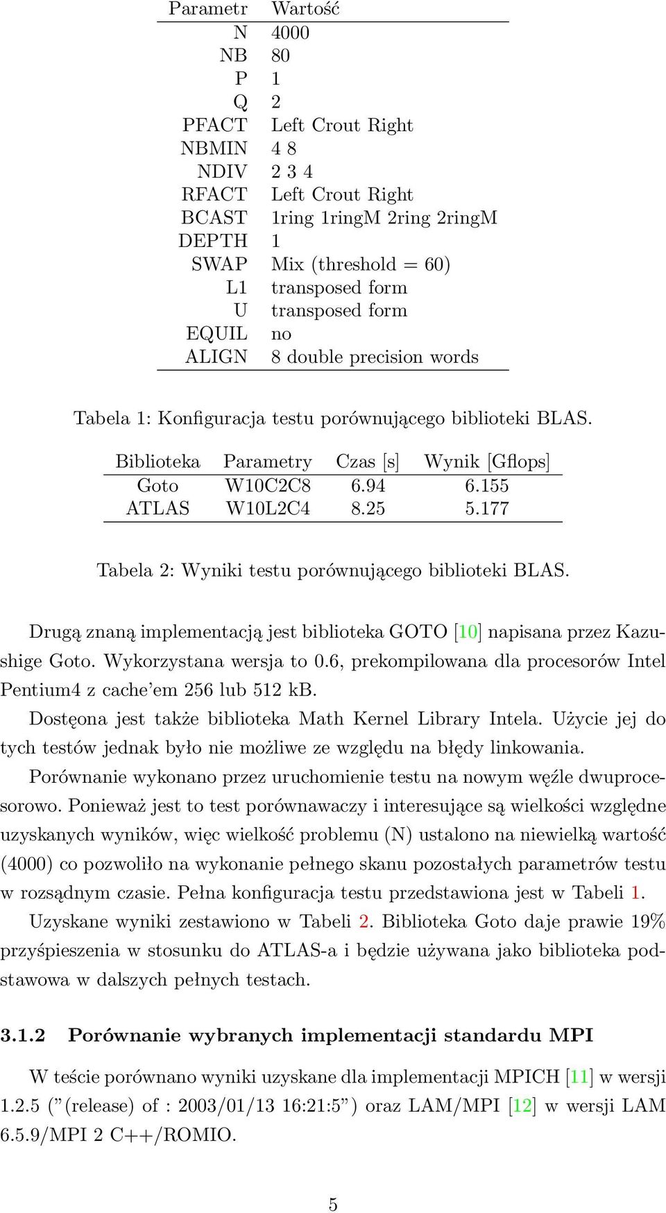 155 ATLAS W10L2C4 8.25 5.177 Tabela 2: Wyniki testu porównującego biblioteki BLAS. Drugą znaną implementacją jest biblioteka GOTO [10] napisana przez Kazushige Goto. Wykorzystana wersja to 0.