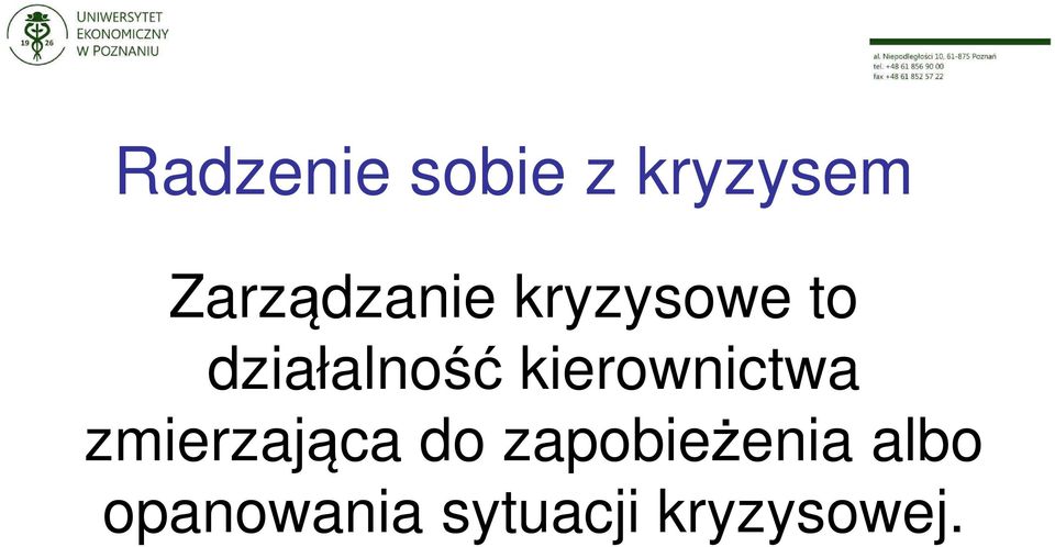 działalność kierownictwa