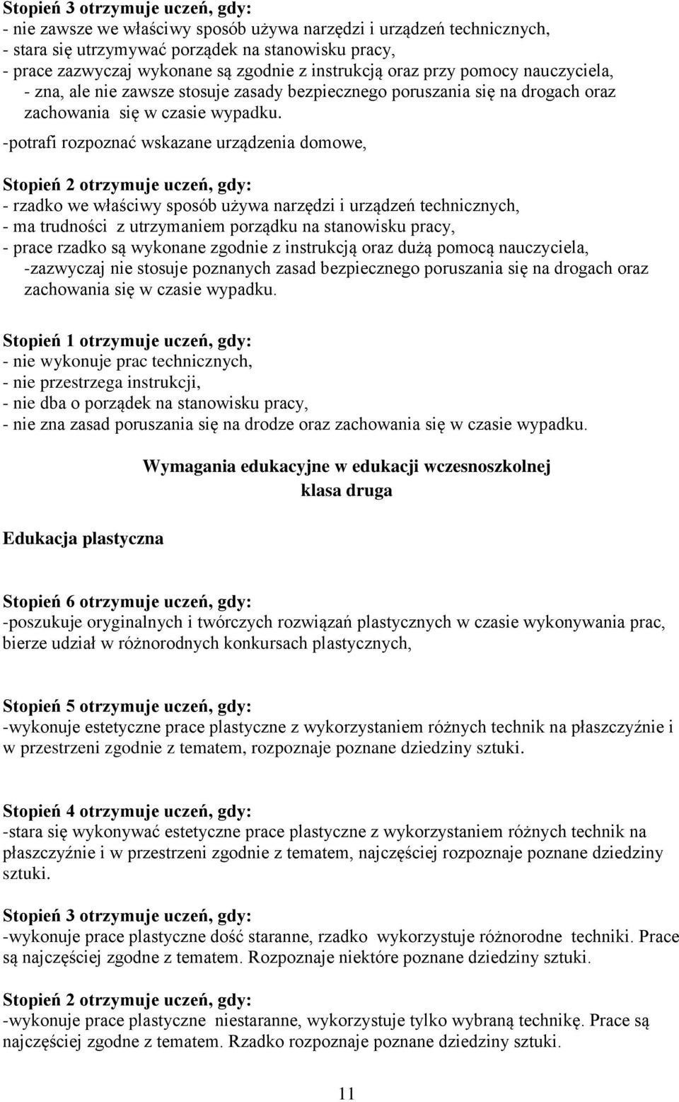 -potrafi rozpoznać wskazane urządzenia domowe, - rzadko we właściwy sposób używa narzędzi i urządzeń technicznych, - ma trudności z utrzymaniem porządku na stanowisku pracy, - prace rzadko są