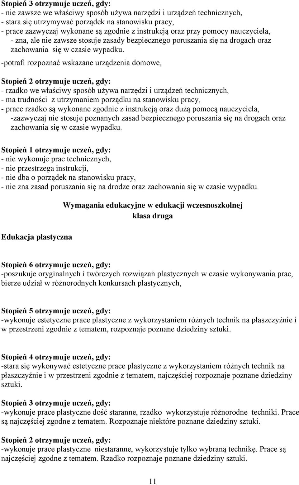 -potrafi rozpoznać wskazane urządzenia domowe, - rzadko we właściwy sposób używa narzędzi i urządzeń technicznych, - ma trudności z utrzymaniem porządku na stanowisku pracy, - prace rzadko są