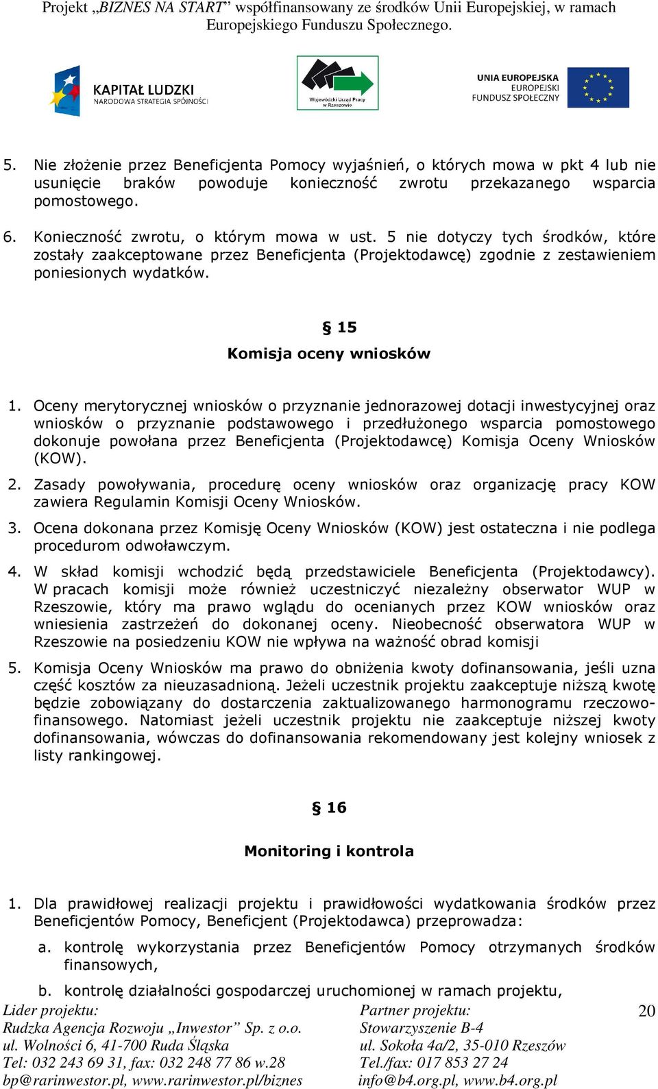 15 Komisja oceny wniosków 1.