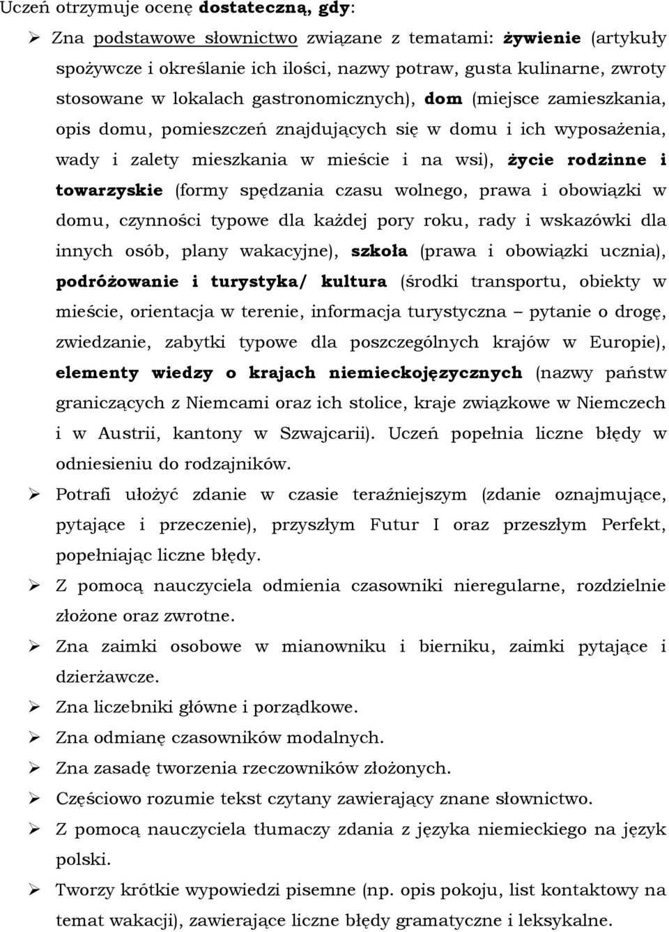 spędzania czasu wolnego, prawa i obowiązki w domu, czynności typowe dla każdej pory roku, rady i wskazówki dla innych osób, plany wakacyjne), szkoła (prawa i obowiązki ucznia), podróżowanie i