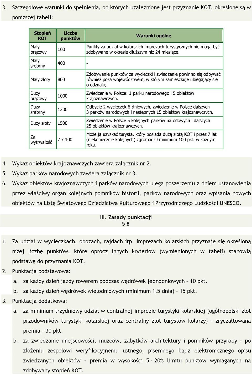 Zdobywanie punktów za wycieczki i zwiedzanie powinno się odbywać również poza województwem, w którym zamieszkuje ubiegający się o odznakę.