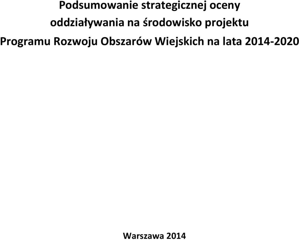 projektu Programu Rozwoju Obszarów