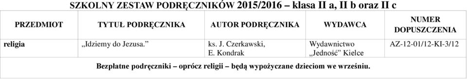 Kondrak Bezpłatne podręczniki oprócz religii będą