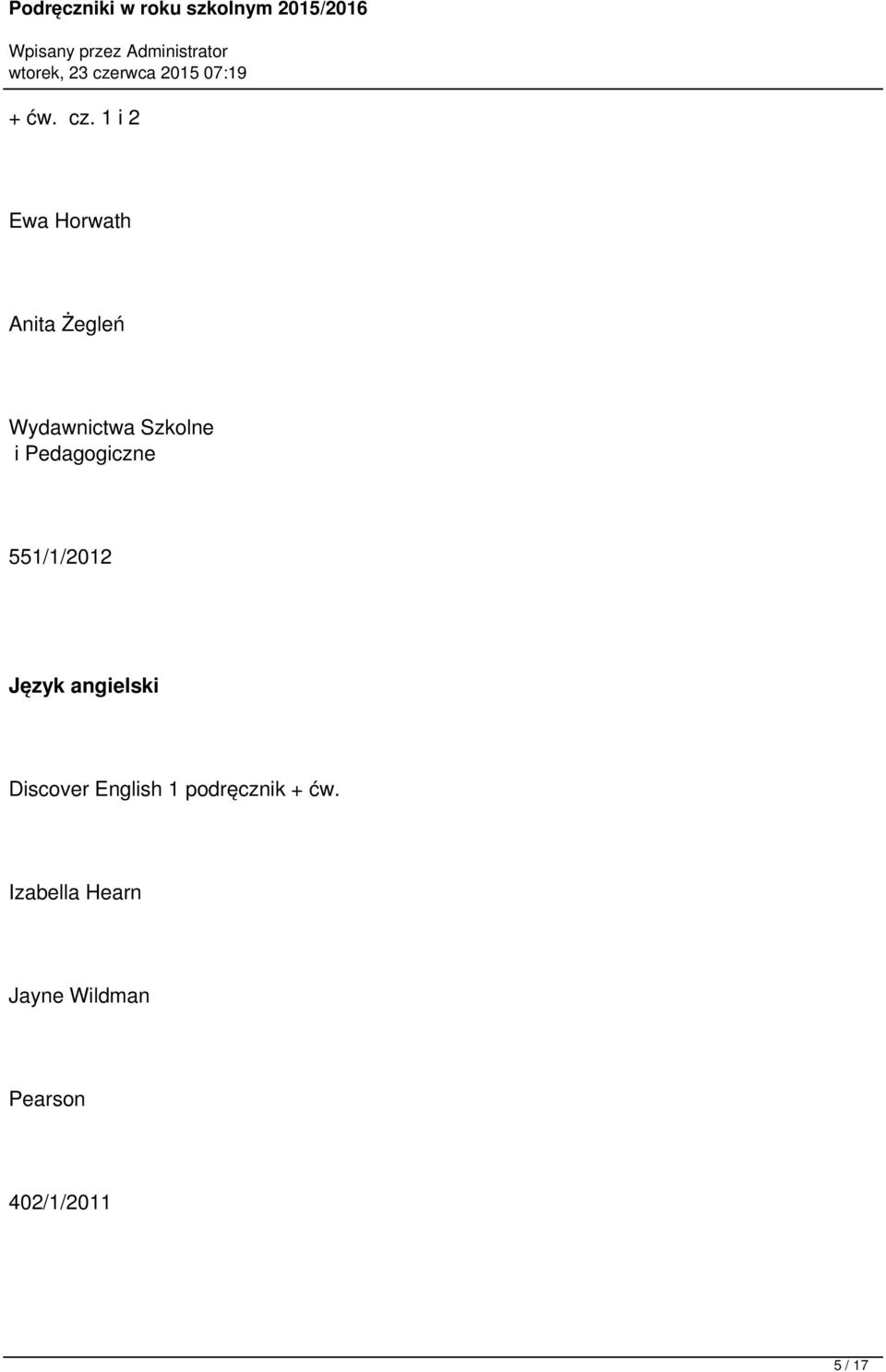 Szkolne i Pedagogiczne 551/1/2012 Język