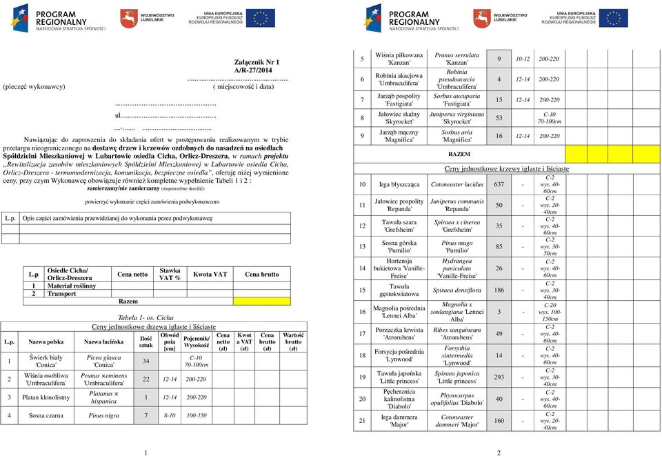 Spółdzielni Mieszkaniowej w Lubartowie osiedla Cicha, Orlicz-Dreszera, w ramach projektu Rewitalizacja zasobów mieszkaniowych Spółdzielni Mieszkaniowej w Lubartowie osiedla Cicha, Orlicz-Dreszera -