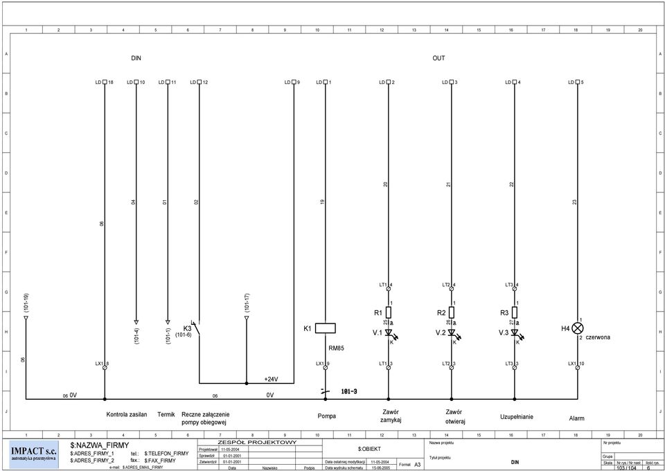 Uzupełnianie larm 3 4 5 6 7 8 9 0 3 4 5 6 7 8 9 0 ZSPÓŁ PROKTOWY Nazwa projektu Nr projektu $:NZW_RMY Projektował -05-004 $:OKT $:RS_RMY_ tel.