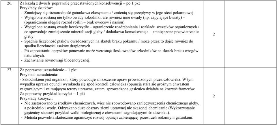 - Wytępione zostaną owady bezskrzydłe ograniczenie rozdrabniania i rozkładu szczątków organicznych / co spowoduje zmniejszenie mineralizacji gleby / dodatkowa konsekwencja zmniejszone przewietrzanie