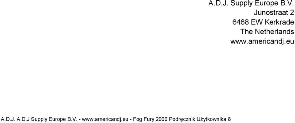 eu - Fog Fury 2000 Podręcznik Użytkownika 8 A.