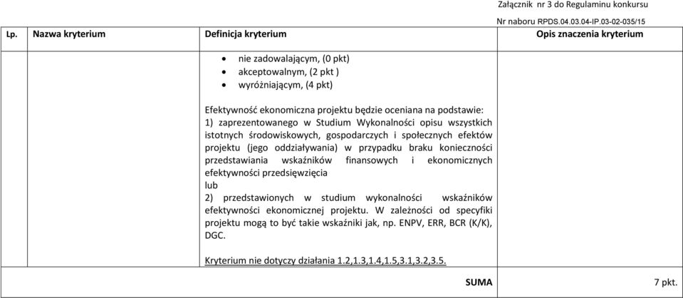 przedstawiania wskaźników finansowych i ekonomicznych efektywności przedsięwzięcia lub 2) przedstawionych w studium wykonalności wskaźników efektywności ekonomicznej