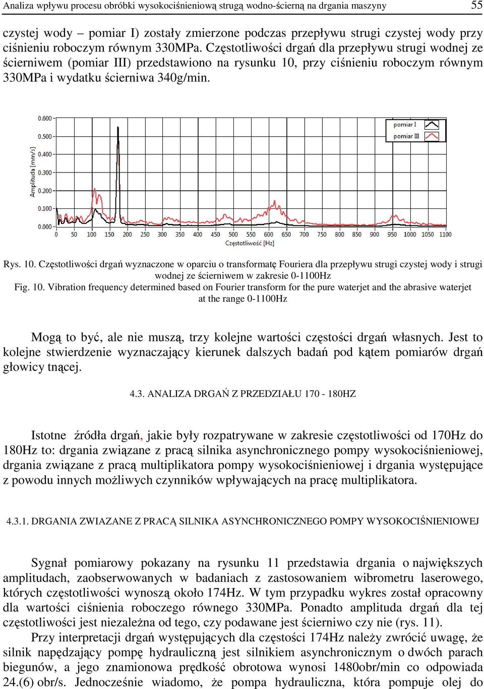 przy ciśnieniu roboczym równym 330MPa i wydatku ścierniwa 340g/min. Rys. 10.