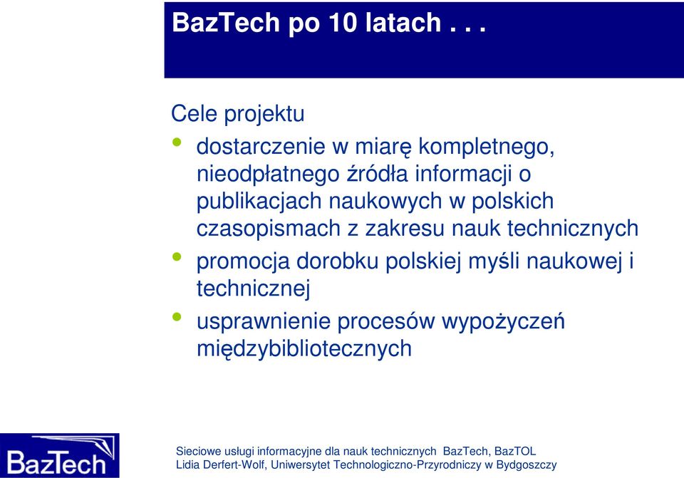 informacji o publikacjach naukowych w polskich czasopismach z zakresu