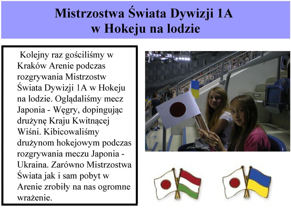 Oglądaliśmy mecz Japonia - Węgry, dopingując drużynę Kraju Kwitnącej Wiśni.