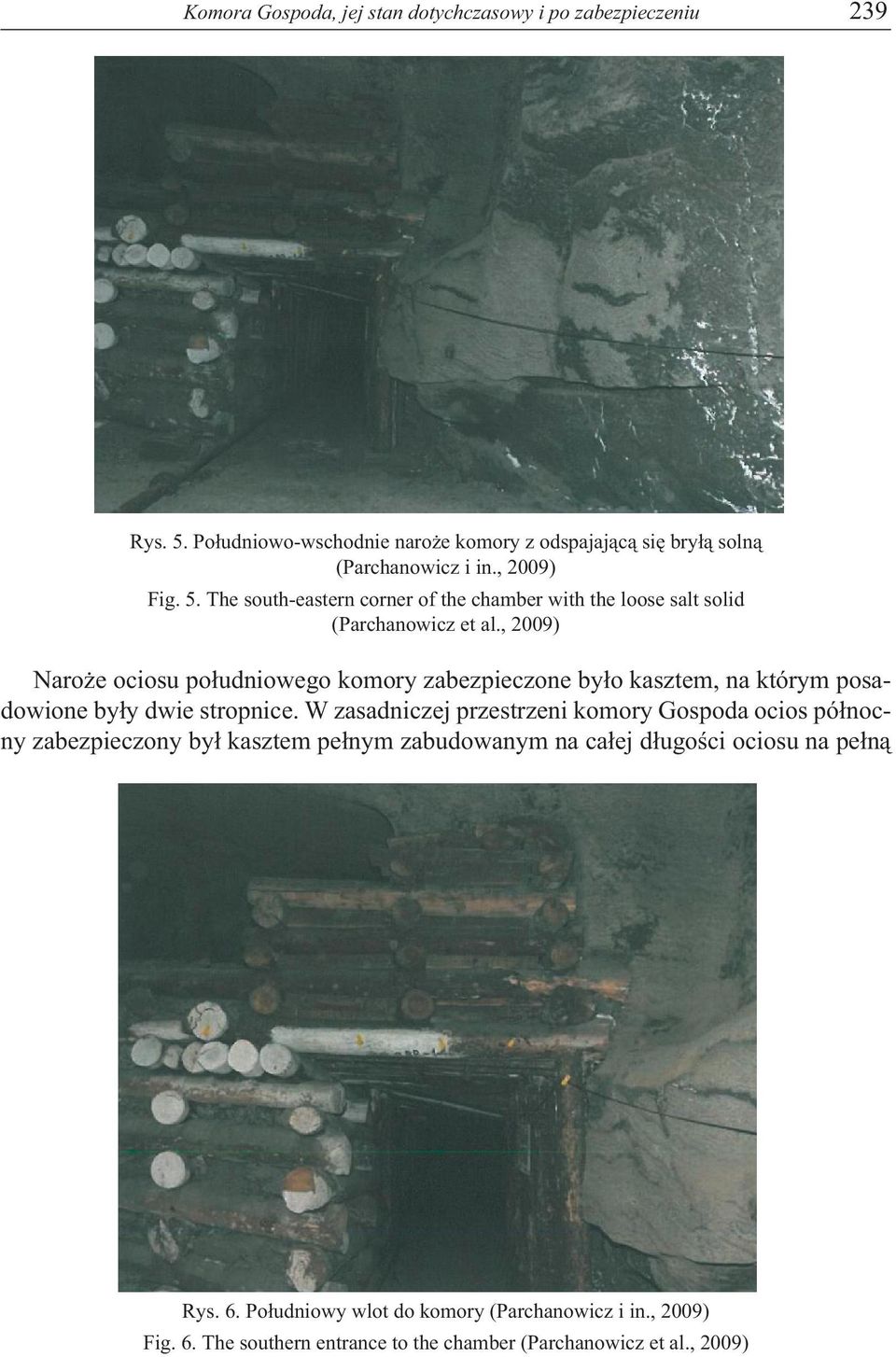 , 2009) Naroże ociosu południowego komory zabezpieczone było kasztem, na którym posadowione były dwie stropnice.