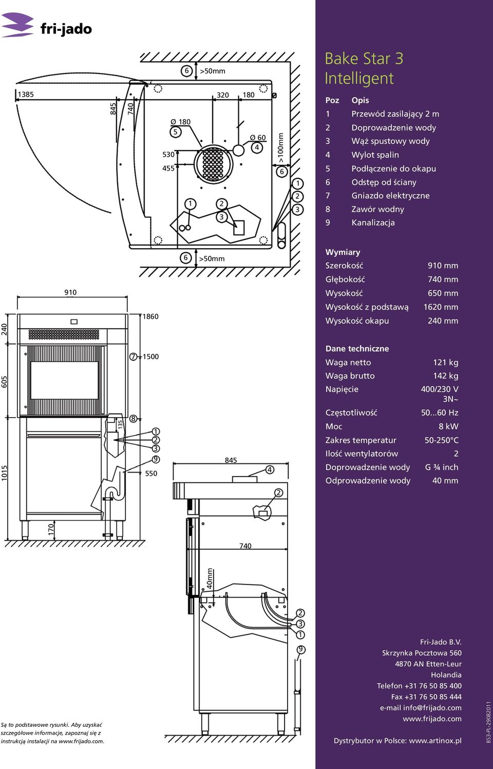 Napiêcie 0mm 70 Moc Zakres temperatur 0 mm kg kg 00/0 V N~ 8 kw 0-0 C Odprowadzenie wody G