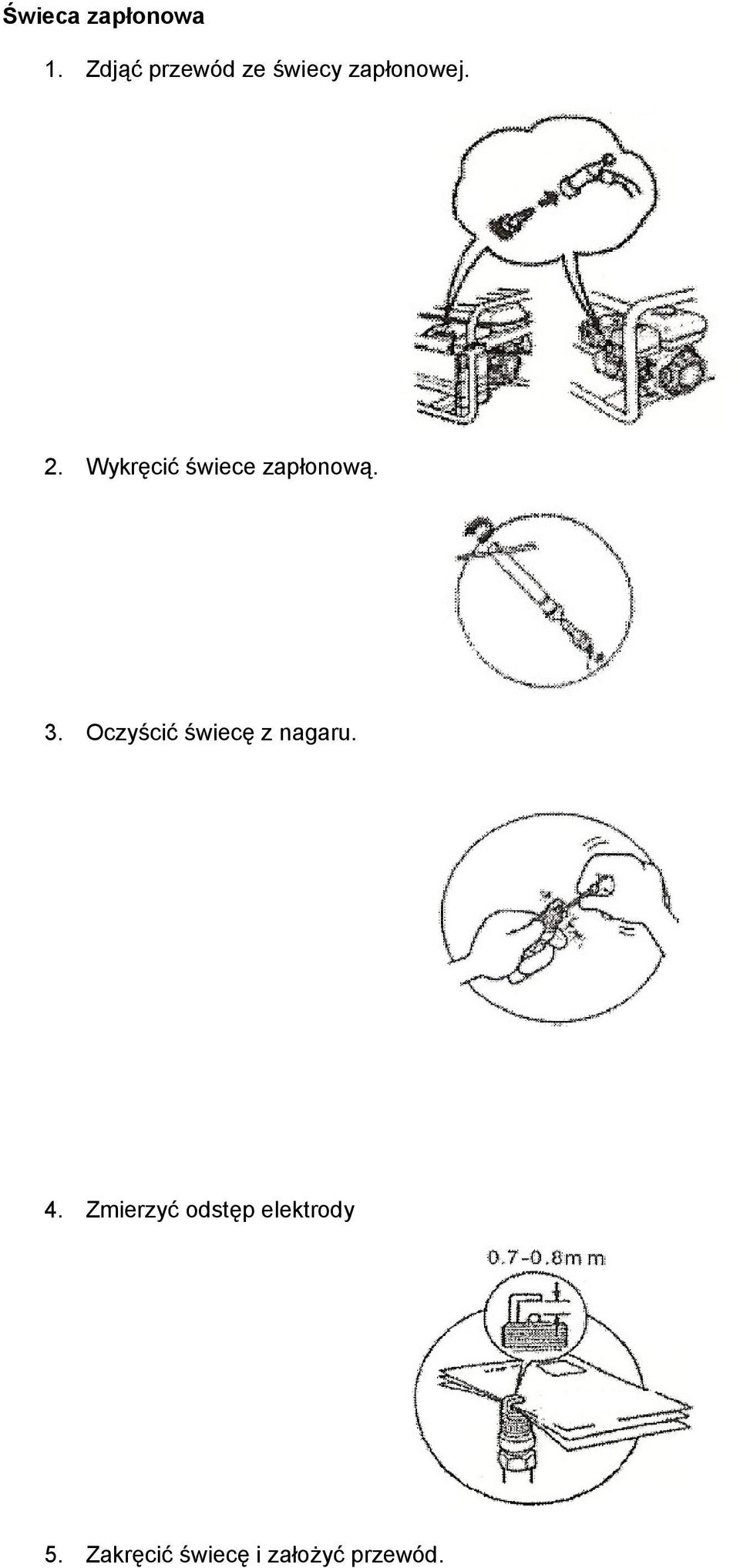 Wykręcić świece zapłonową. 3.