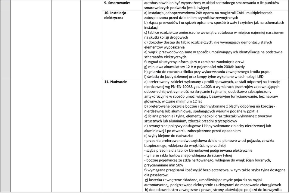 sposób trwały i czytelny jak na schematach instalacji c) tablice rozdzielcze umieszczone wewnątrz autobusu w miejscu najmniej narażonym na skutki kolizji drogowych d) dogodny dostęp do tablic