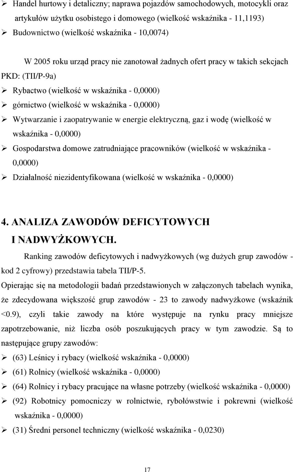 energie elektryczną, gaz i wodę (wielkość w wskaźnika - 0,0000) Gospodarstwa domowe zatrudniające pracowników (wielkość w wskaźnika - 0,0000) Działalność niezidentyfikowana (wielkość w wskaźnika -