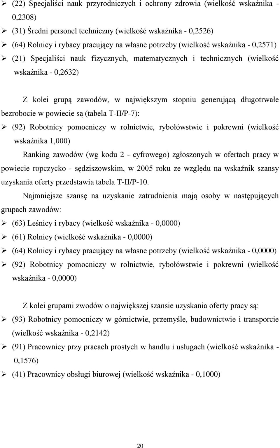 bezrobocie w powiecie są (tabela T-II/P-7): (92) Robotnicy pomocniczy w rolnictwie, rybołówstwie i pokrewni (wielkość wskaźnika 1,000) Ranking zawodów (wg kodu 2 - cyfrowego) zgłoszonych w ofertach