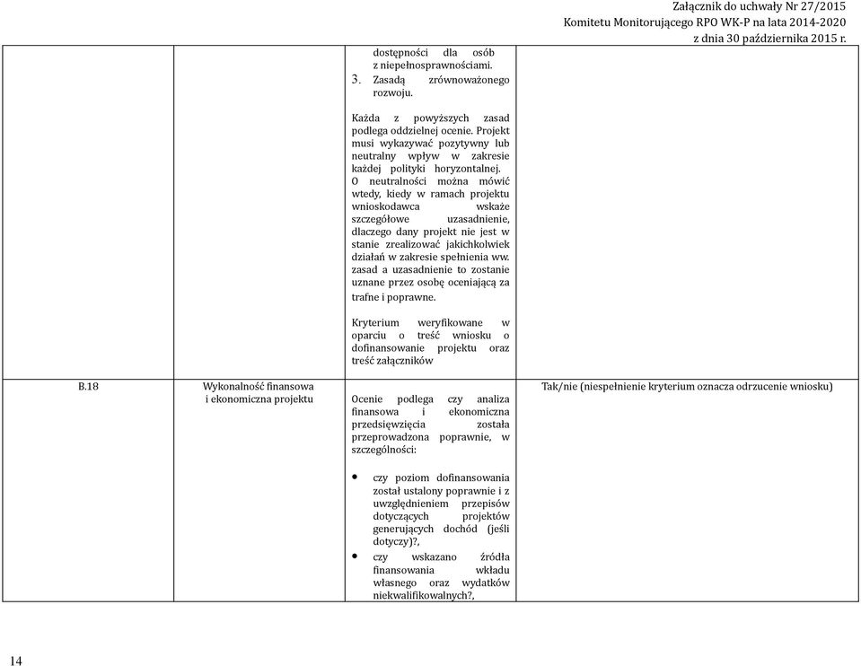 O neutralności można mówić wtedy, kiedy w ramach projektu wnioskodawca wskaże szczegółowe uzasadnienie, dlaczego dany projekt nie jest w stanie zrealizować jakichkolwiek działań w zakresie spełnienia