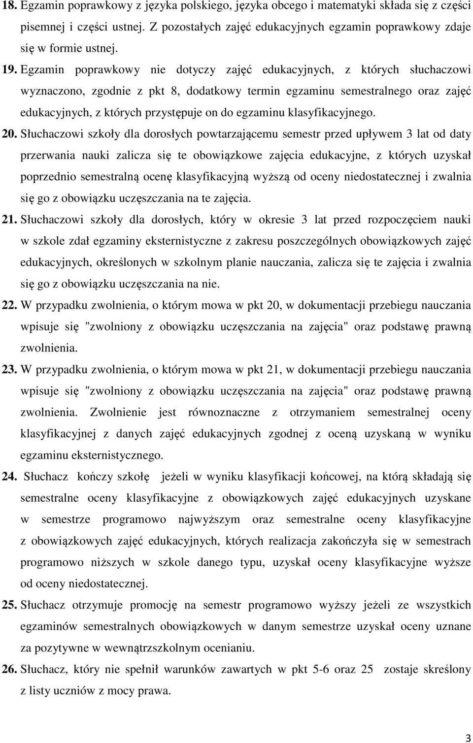 egzaminu klasyfikacyjnego. 20.