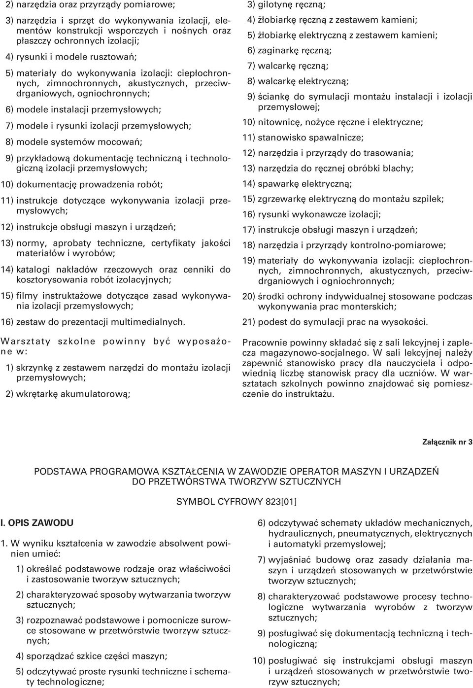 8) modele systemów mocowań; 9) przykładową dokumentację techniczną i technologiczną izolacji przemysłowych; 10) dokumentację prowadzenia robót; 11) instrukcje dotyczące wykonywania izolacji