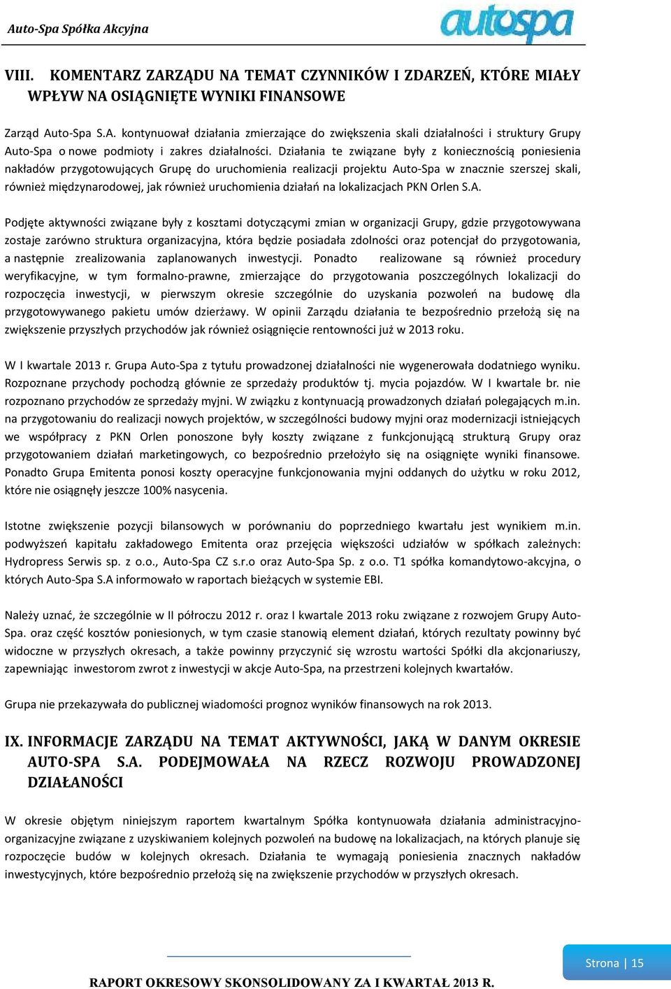 uruchomienia działań na lokalizacjach PKN Orlen S.A.