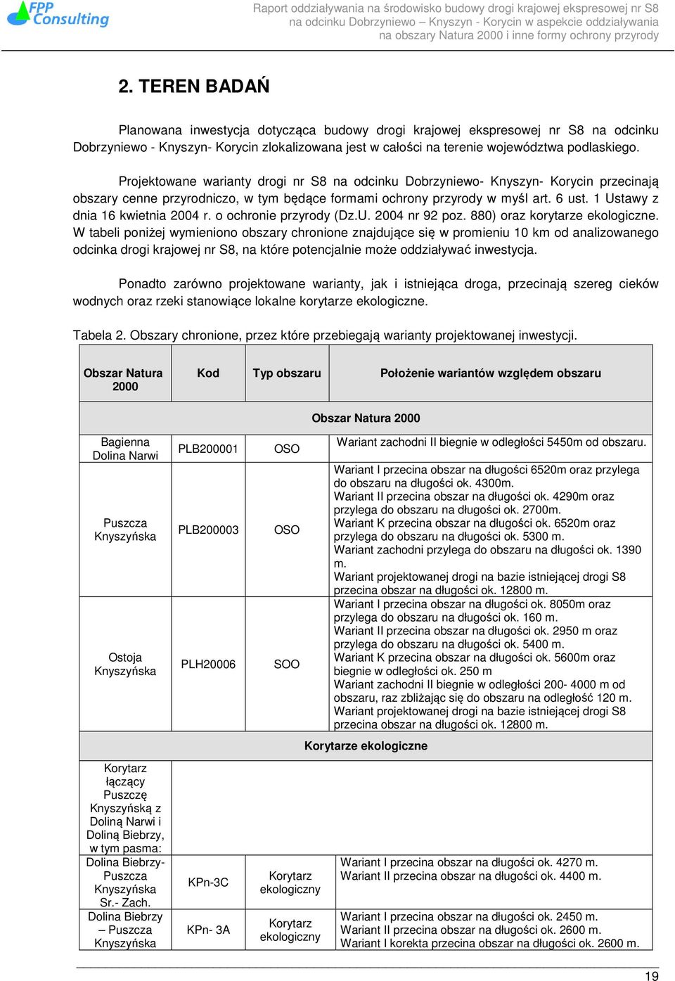 1 Ustawy z dnia 16 kwietnia 2004 r. o ochronie przyrody (Dz.U. 2004 nr 92 poz. 880) oraz korytarze ekologiczne.