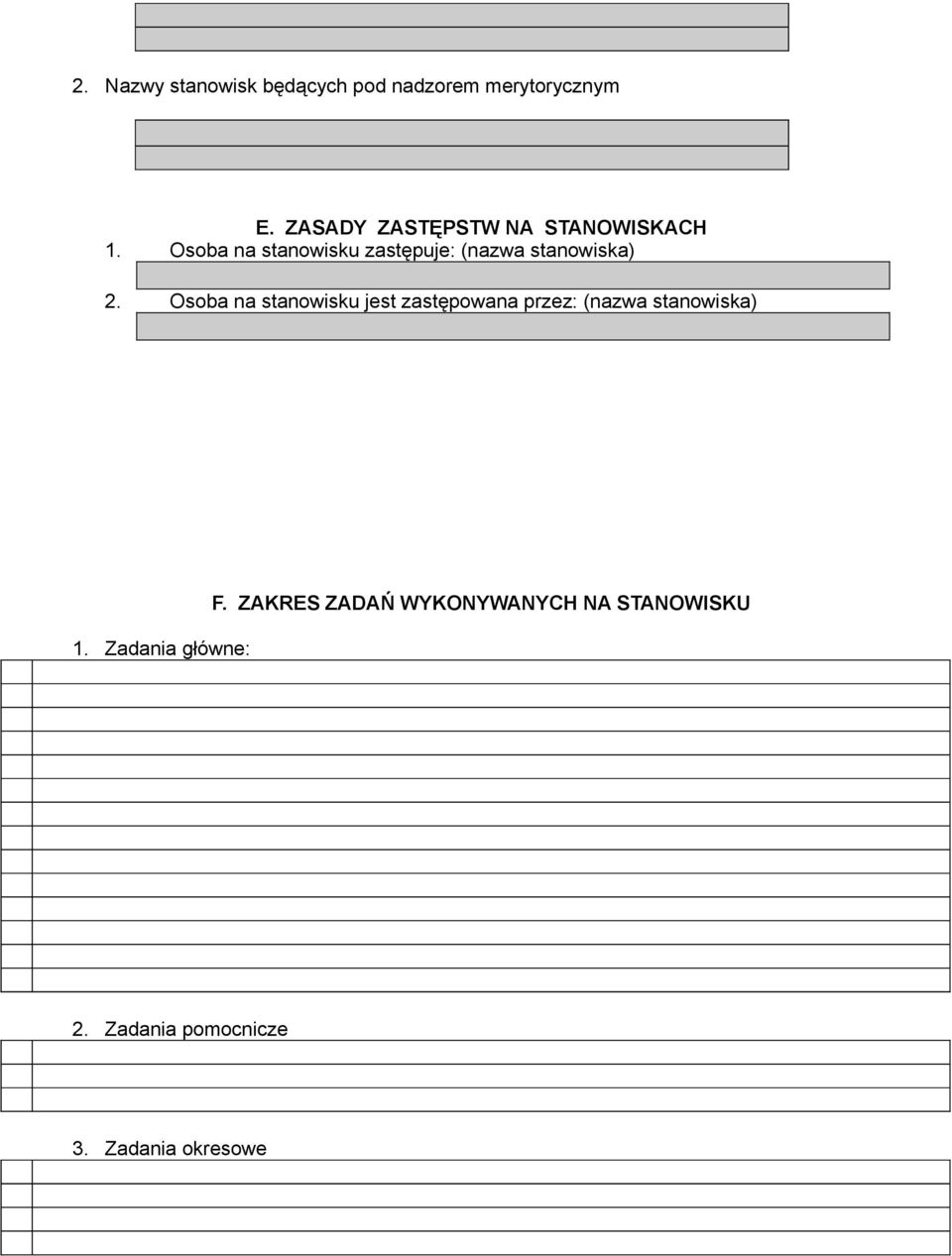 Osoba na stanowisku zastępuje: (nazwa stanowiska) 2.