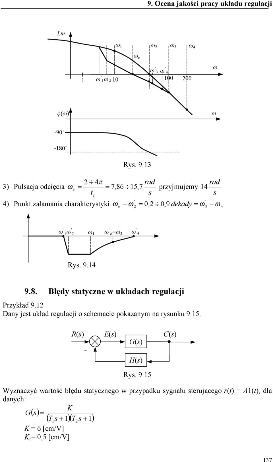 B Ry. 9. 9.8. Błędy tatyce w układach egulacji Pykład 9.