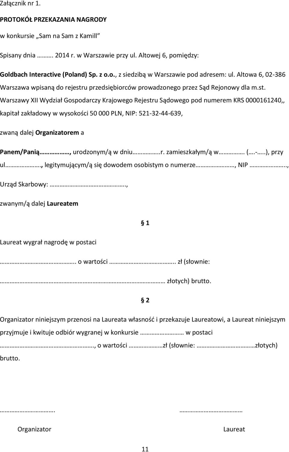 u przedsiębiorców prowadzonego przez Sąd Rejonowy dla m.st.