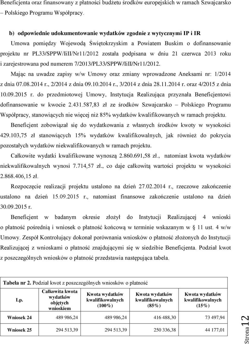 dniu 21 czerwca 2013 roku i zarejestrowana pod numerem 7/2013/PL33/SPPW/IiII/Nr11/2012. Mając na uwadze zapisy w/w Umowy oraz zmiany wprowadzone Aneksami nr: 1/2014 z dnia 07.08.2014 r.