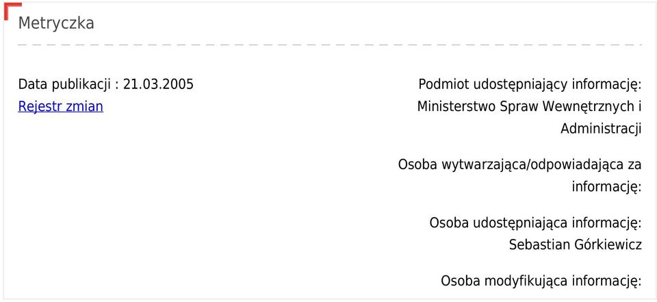 Spraw Wewnętrznych i Administracji Osoba