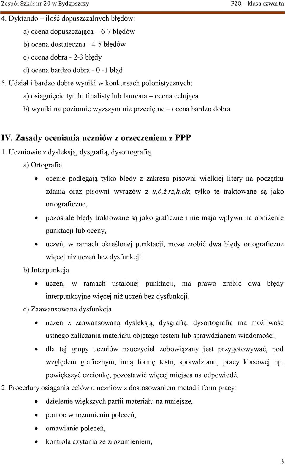 Zasady oceniania uczniów z orzeczeniem z PPP 1.
