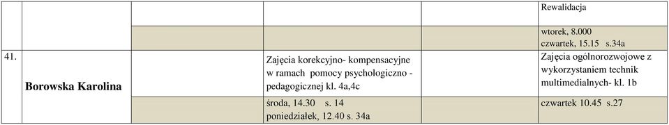 ramach pedagogicznej kl. 4a,4c wtorek, 8.