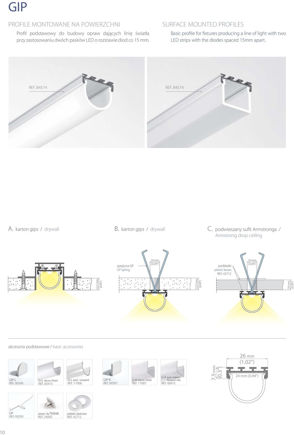 karton gips / drywall karton gips / drywall podwieszany sufit Armstronga / Armstrong drop ceiling sprężyna GP GP spring podkładki plastic bases REF. 42712 26 mm (1.02 ) GIP-L REF.