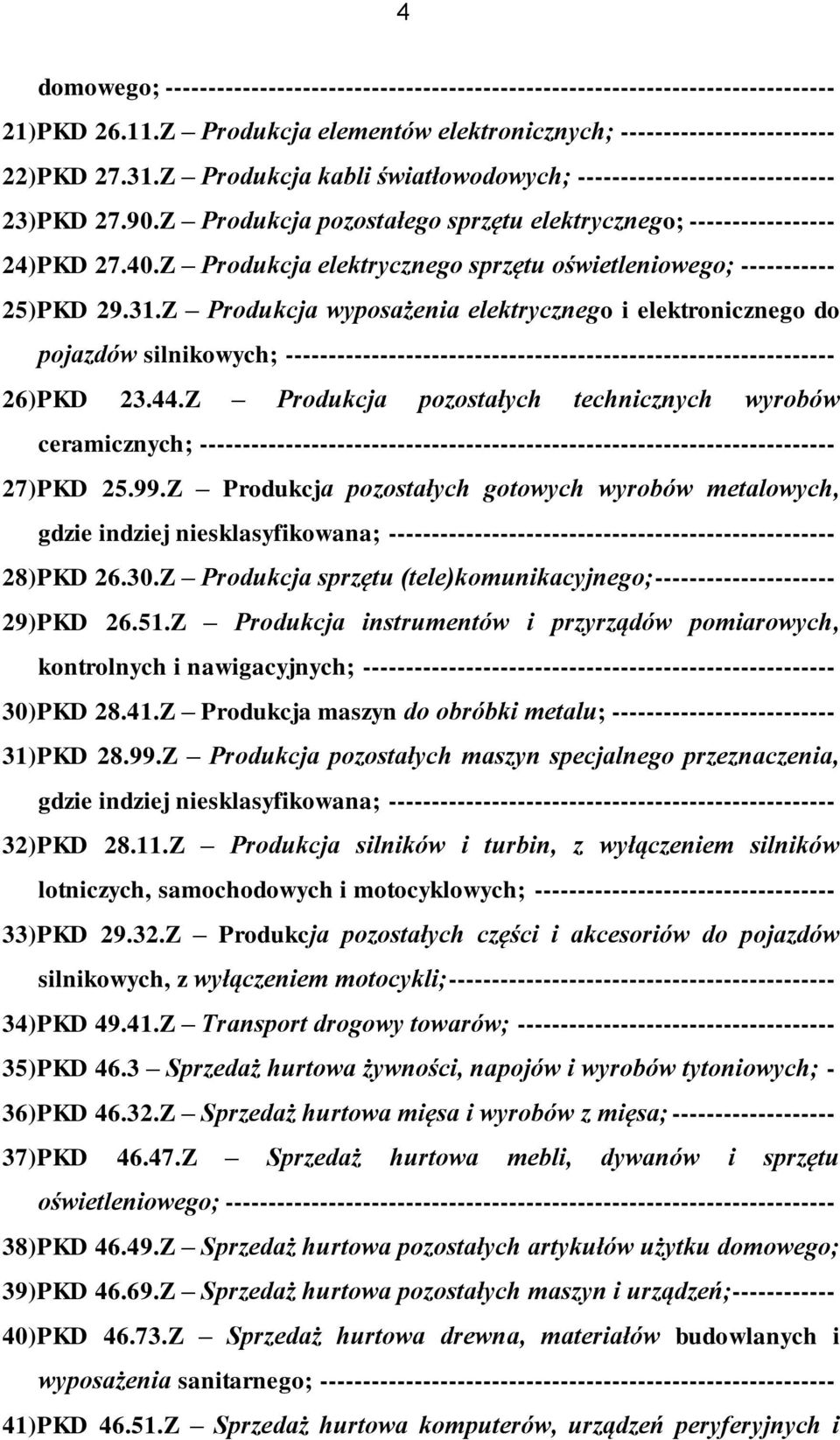 Z Produkcja elektrycznego sprzętu oświetleniowego; ----------- 25) PKD 29.31.