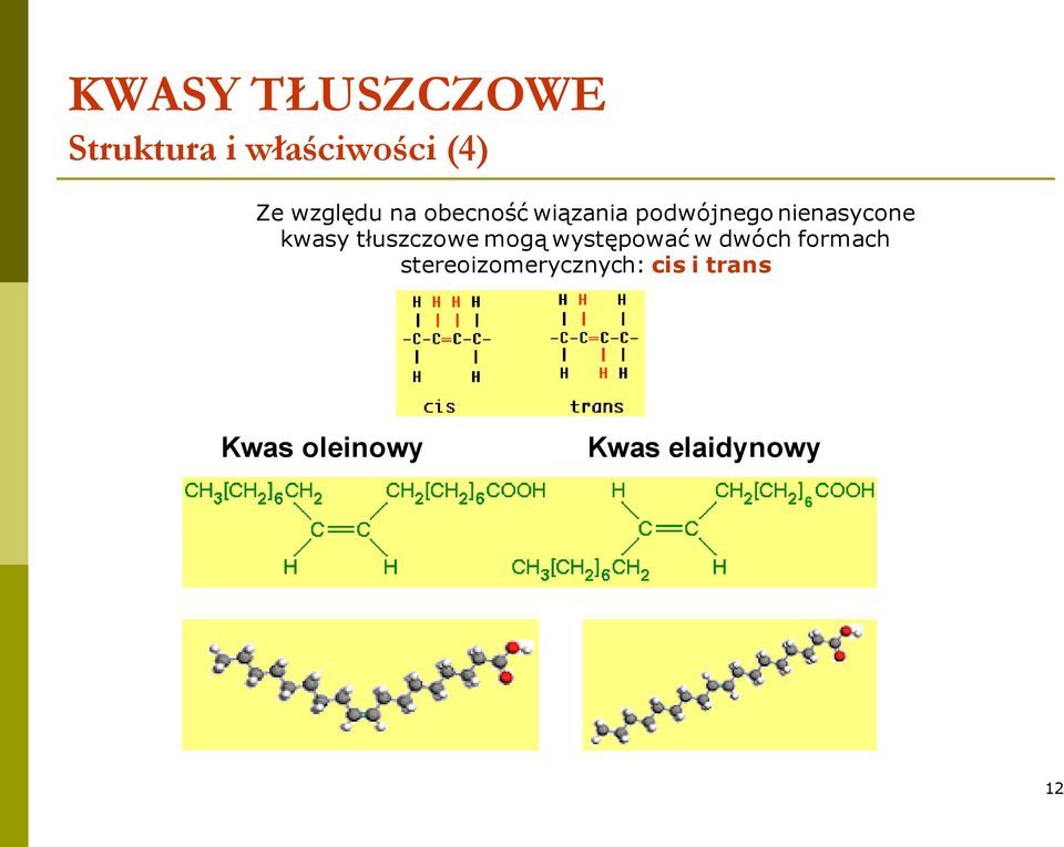 kwasy tłuszczowe mogą występować w dwóch formach