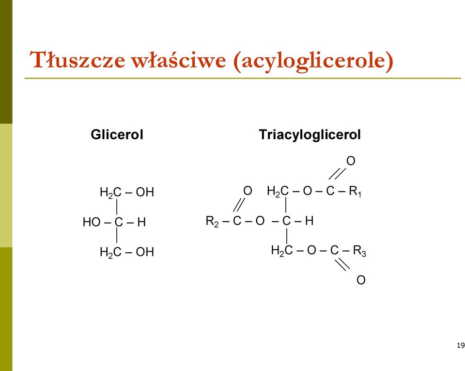 Triacyloglicerol O H 2 C OH HO C