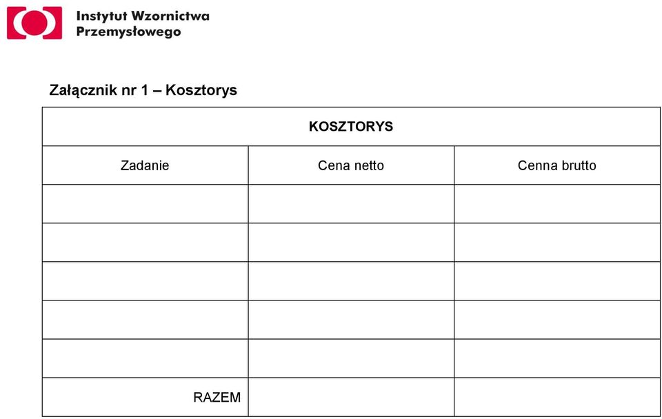 KOSZTORYS Zadanie