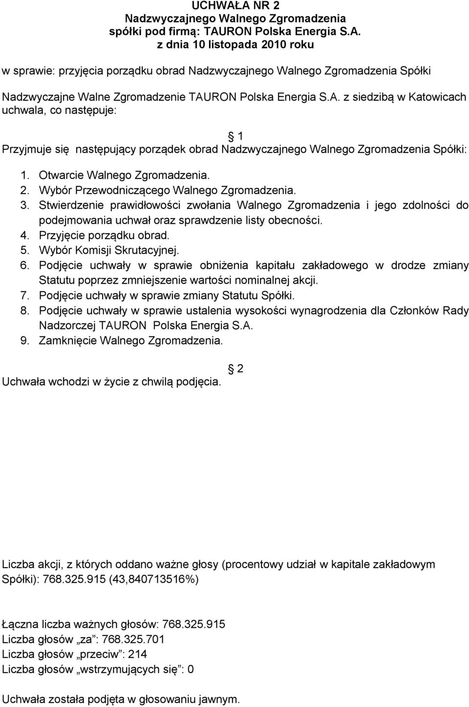 Stwierdzenie prawidłowości zwołania Walnego Zgromadzenia i jego zdolności do podejmowania uchwał oraz sprawdzenie listy obecności. 4. Przyjęcie porządku obrad. 5. Wybór Komisji Skrutacyjnej. 6.